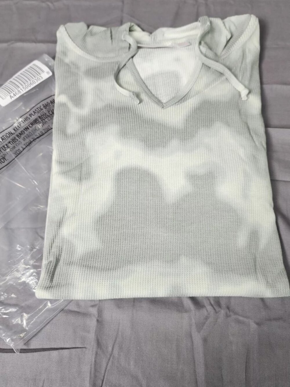 Belle by Kim Gravel Womens 4X Gray Tie Dye Waffle Knit Hoodie Top Thumbholes
